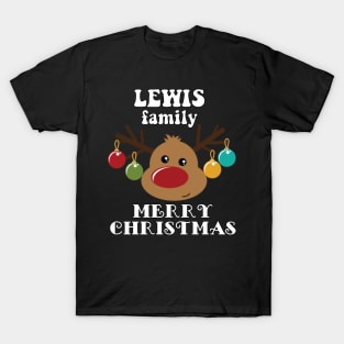 Family Christmas - Merry Christmas LEWIS family, Family Christmas Reindeer T-shirt, Pjama T-shirt T-Shirt